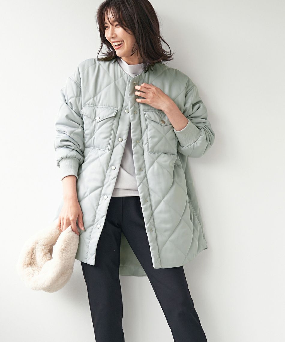 MICA&DEAL キルティングノーカラーコート