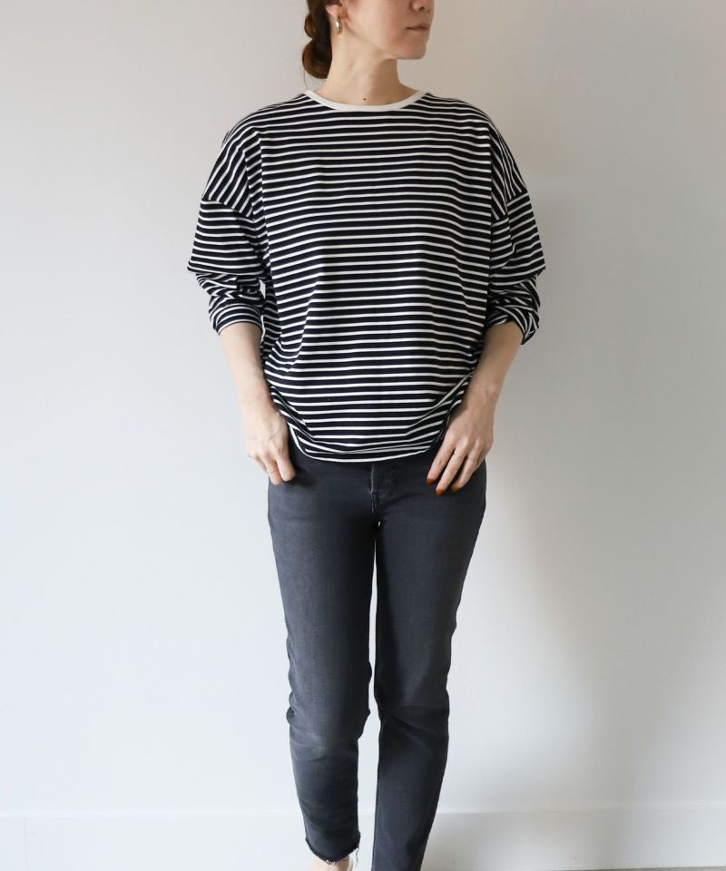 marmors】border long t-shirt/0224109008 | MICA&DEAL ONLINE STORE