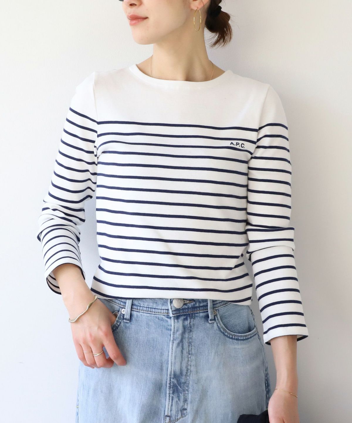 【A.P.C.】ボーダーロングTシャツ-TOP THELMA/0324109002