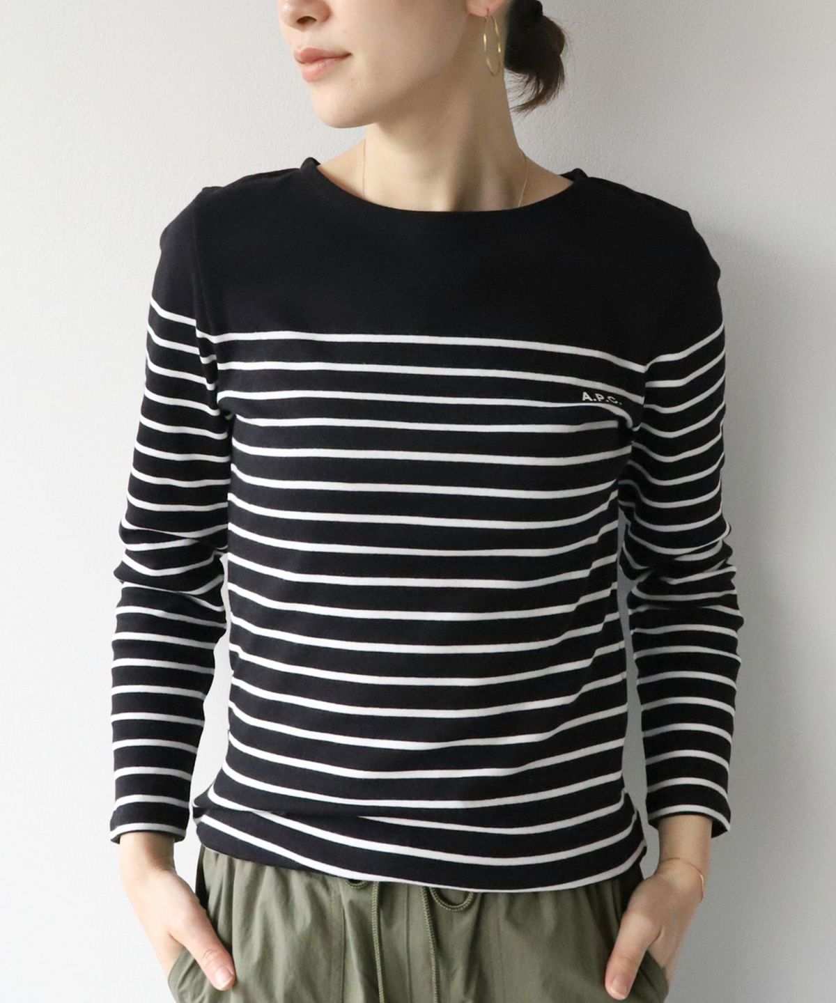 【A.P.C.】ボーダーロングTシャツ-TOP THELMA/0324109002