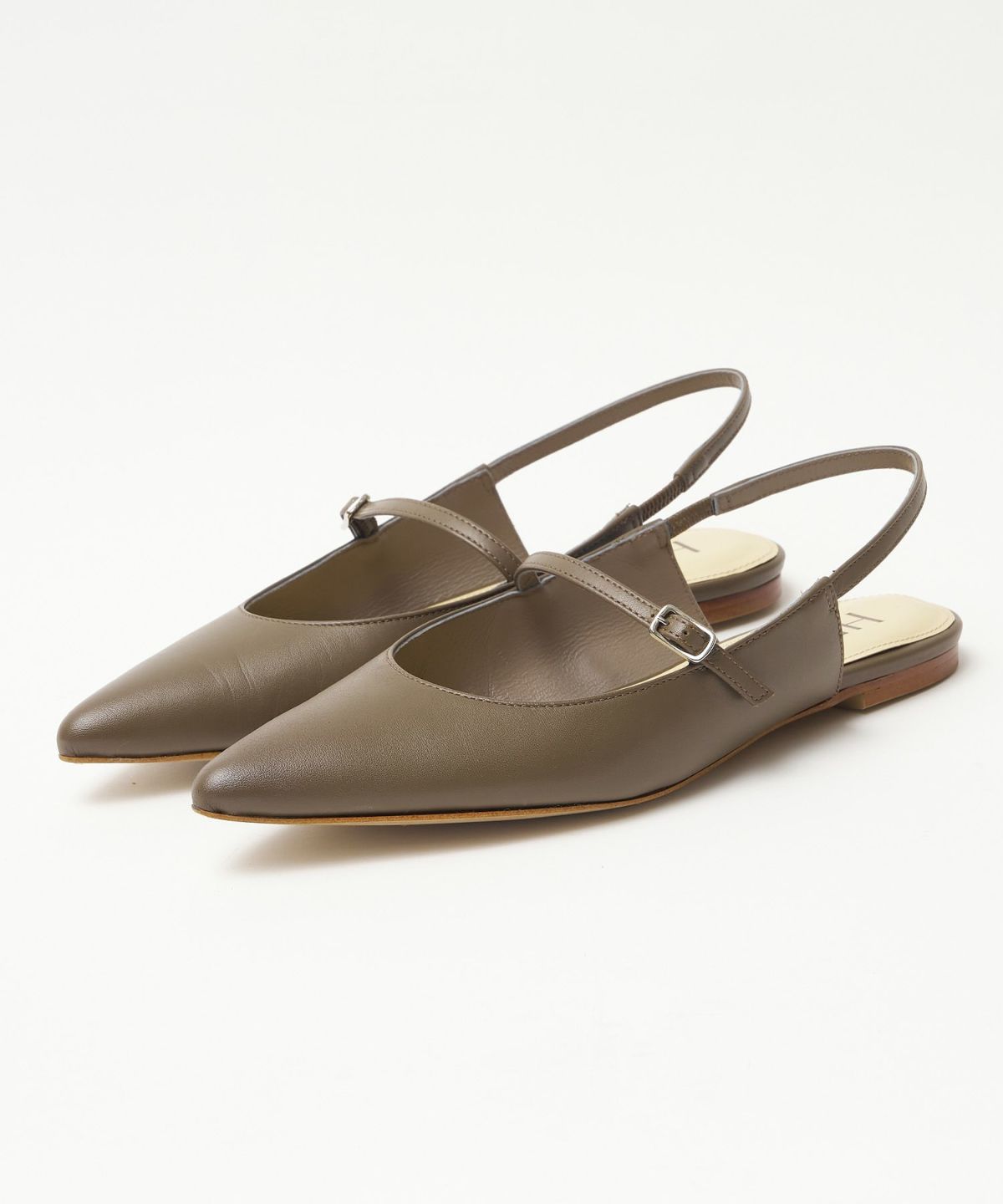 HEWN ヒューン Pointed strap 覚める mules フラットサンダル