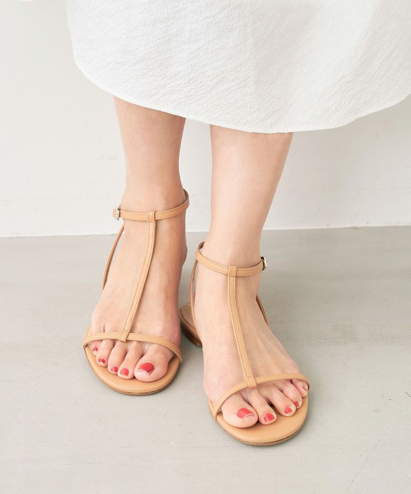 HEWN】Tストラップアンクルサンダル-T-strap ankle sandals/0324110021