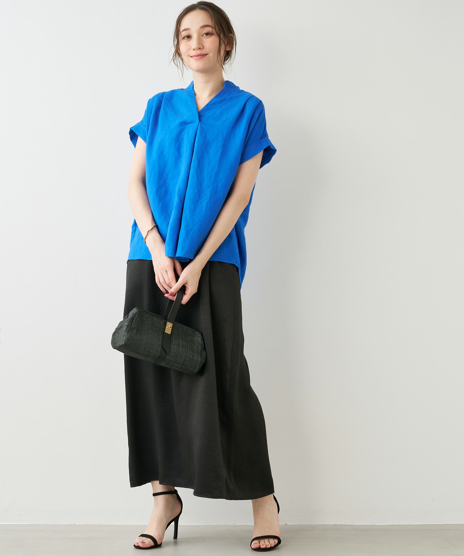30%off]新色追加/リネンタックショルダーブラウス/0124201090