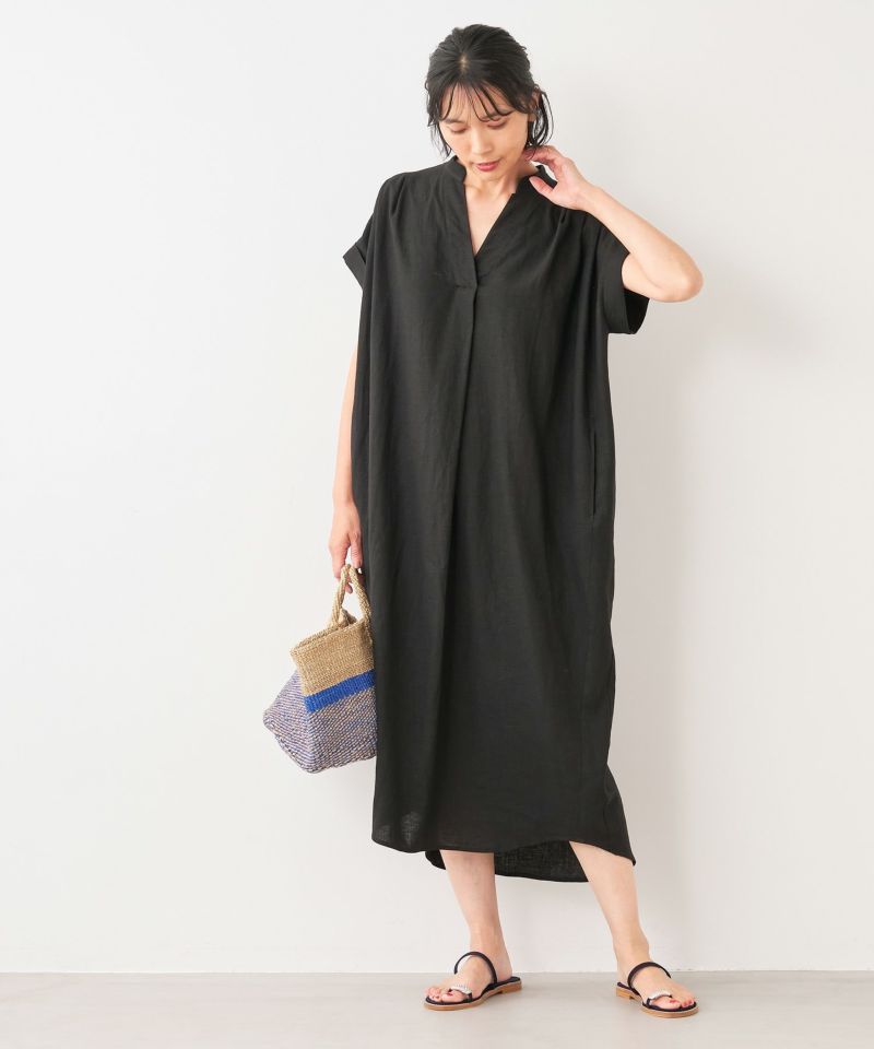 MICA&DEAL／売れ筋商品|||マイカ＆ディールのインド綿コットンスラブウエストタックワンピース/0124204122　 手洗い可能！ セール】タックショルダーワンピース〈2サイズ展開