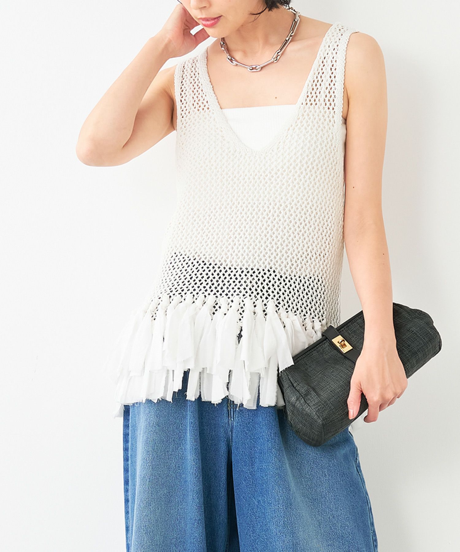 40%off]【ADAWAS】フリンジメッシュベスト-FRINGE MESH VEST 