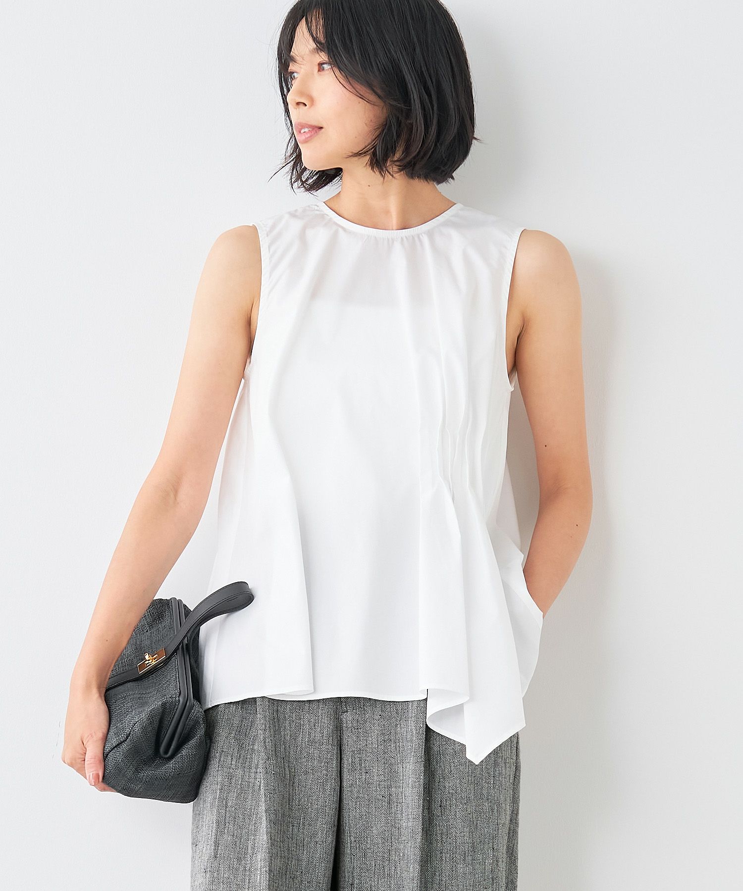 50%off]ラッフルカラーノースリーブブラウス/0124201124 | MICA&DEAL 