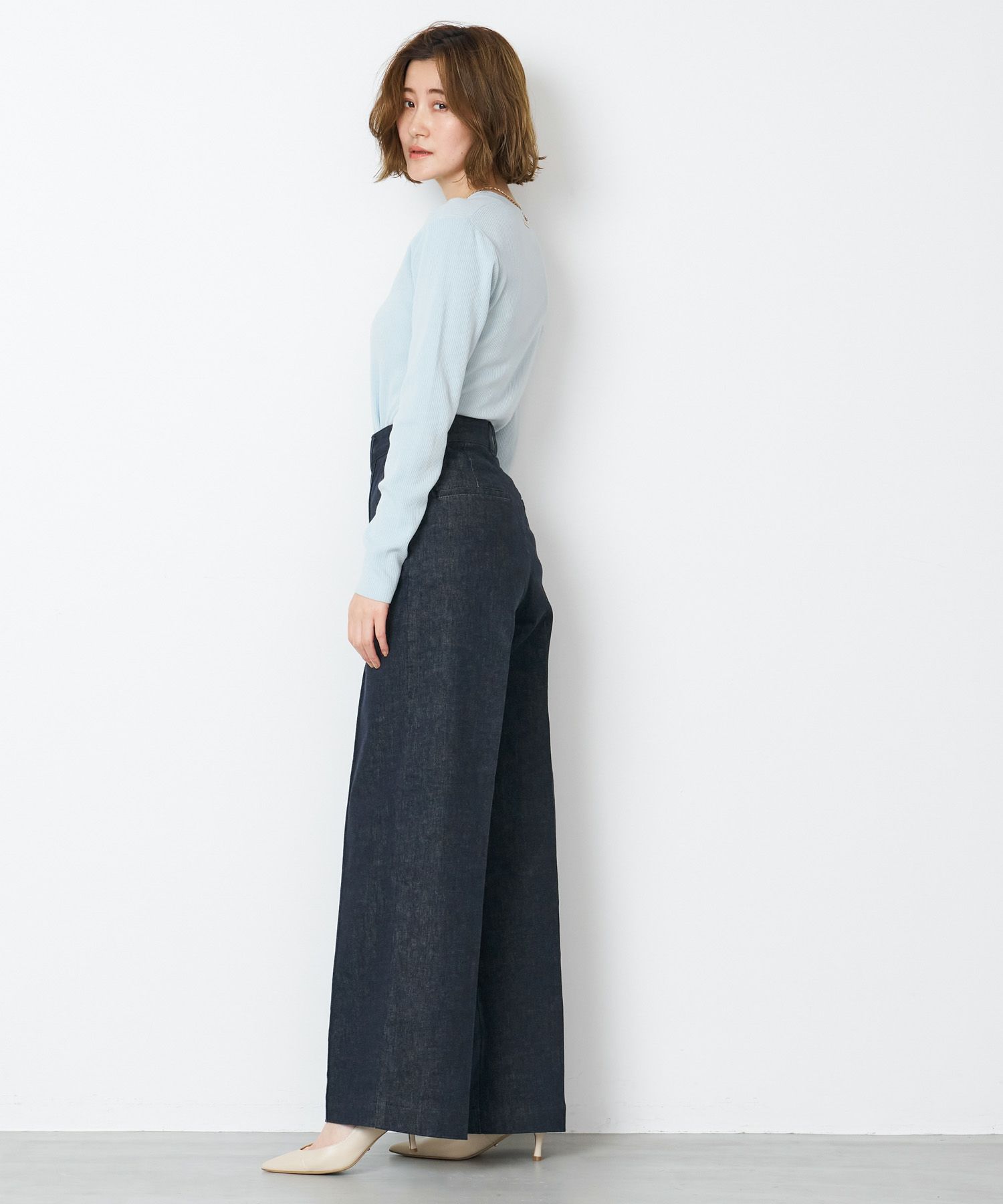 YANUK】ピンタックストレートデニムパンツ-Pintuck Straight