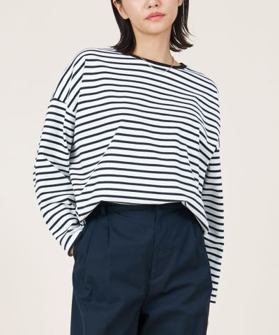 【marmors】border with glitter long t-shirt/0225109004
