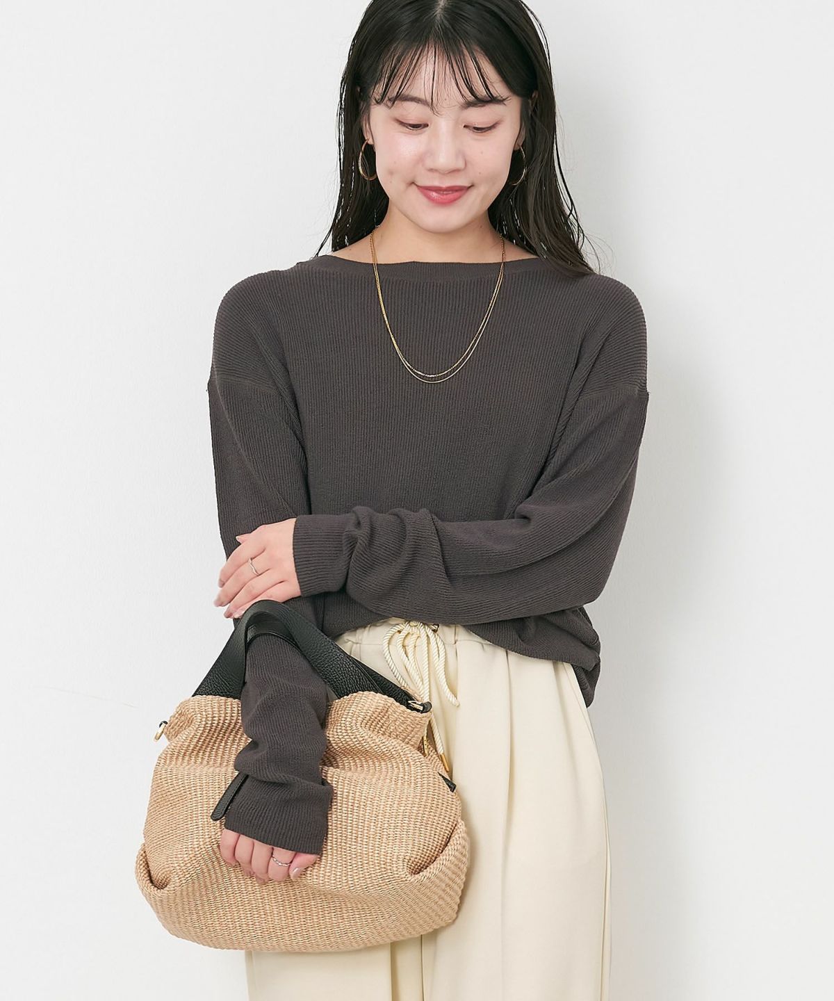 50%off]ボートネックリブニットプルオーバー/0125108028