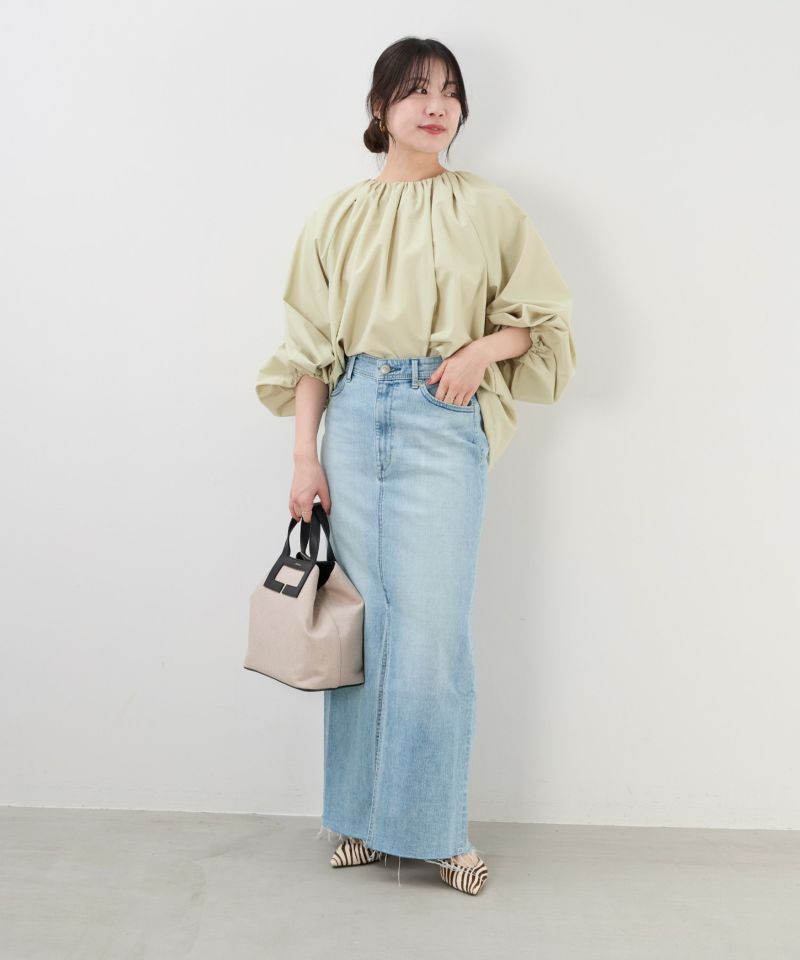 期間限定20%off]【YANUK】スリットロングデニムスカート-CMF