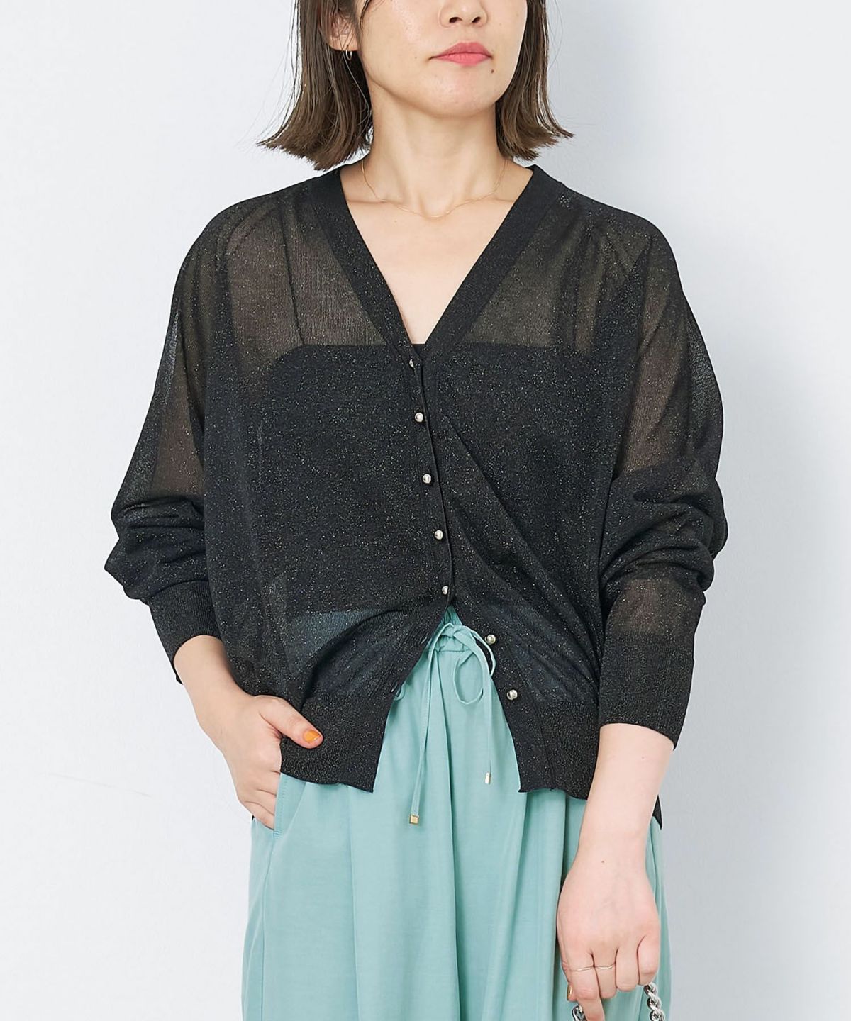 50%off]シアーVネックラメカーディガン/0125108056 | MICA&DEAL