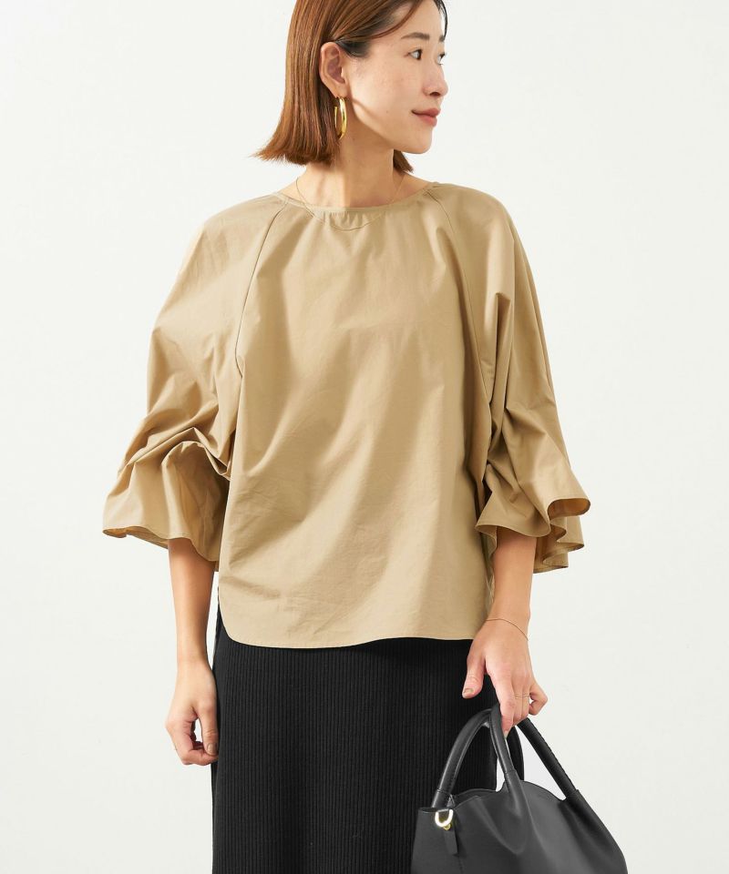 MICA&DEAL クロスタック　ブラウス ブラウン MICA&DEAL マイカアンドディール】TUCK SHOULDER BLOUSE タック