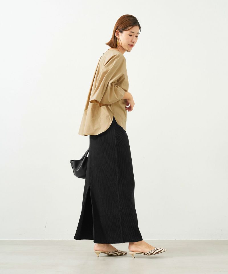 MICA&DEAL クロスタック　ブラウス ブラウン MICA&DEAL マイカアンドディール】TUCK SHOULDER BLOUSE タック