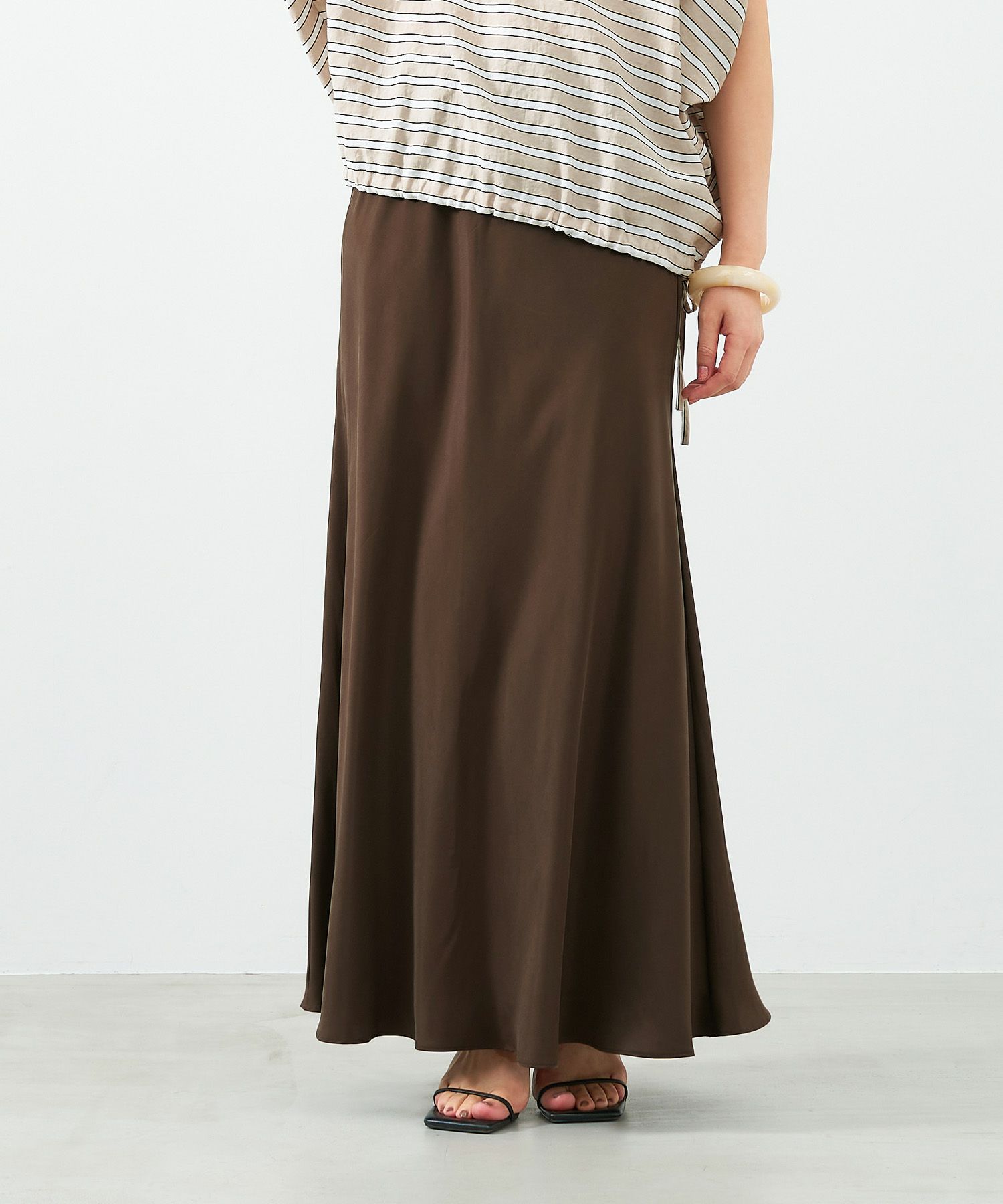 louren glitter knit skirt ブラウン（ROUNDED MERINO WOOL MAXI SKIRT  