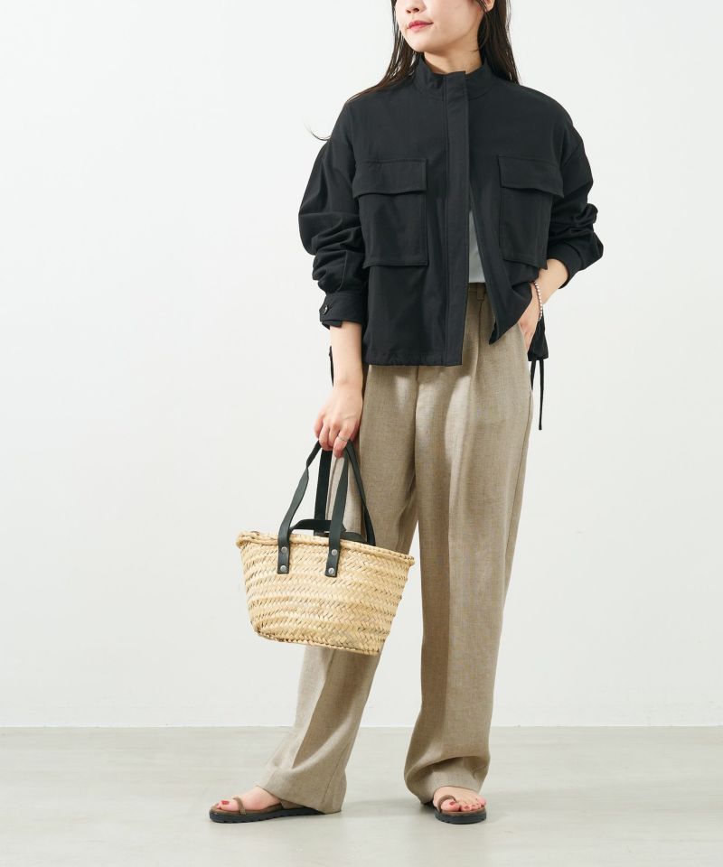 【美品】MICA & DEAL スタンドカラーブルゾン 黒リネン混 24SS 50%off]接触冷感/速乾-スタンドカラーシアーブルゾン/0125206109