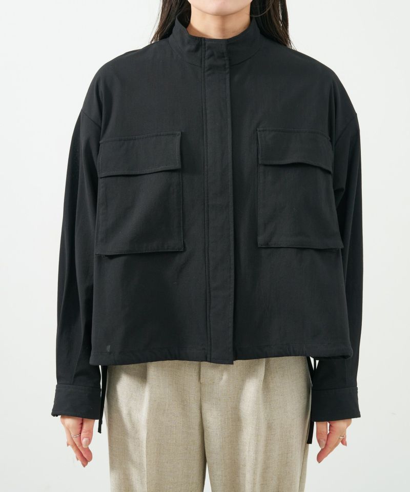 【美品】MICA & DEAL スタンドカラーブルゾン 黒リネン混 24SS 美品】MICA & DEAL スタンドカラーブルゾン 黒リネン混 24SS