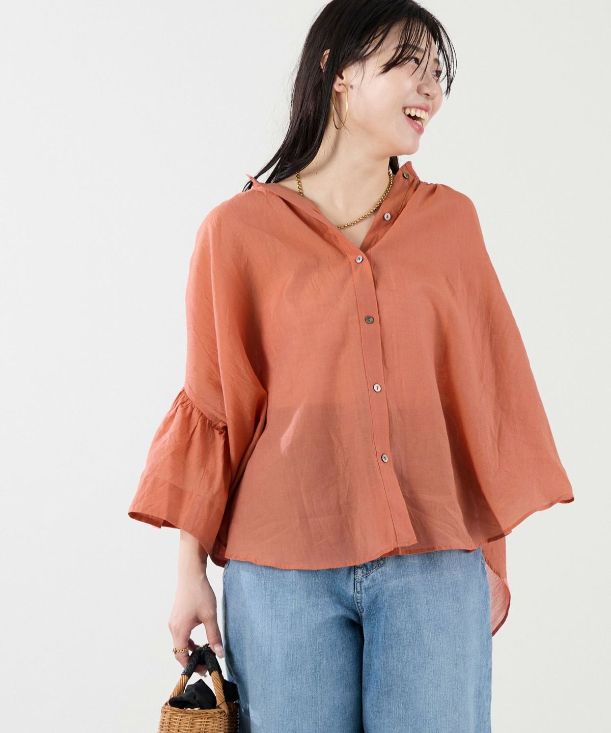 enrica ギャザーブラウス　GATHER パープル 楽天市場】enrica エンリカ コットン サテン ギャザー ブラウス