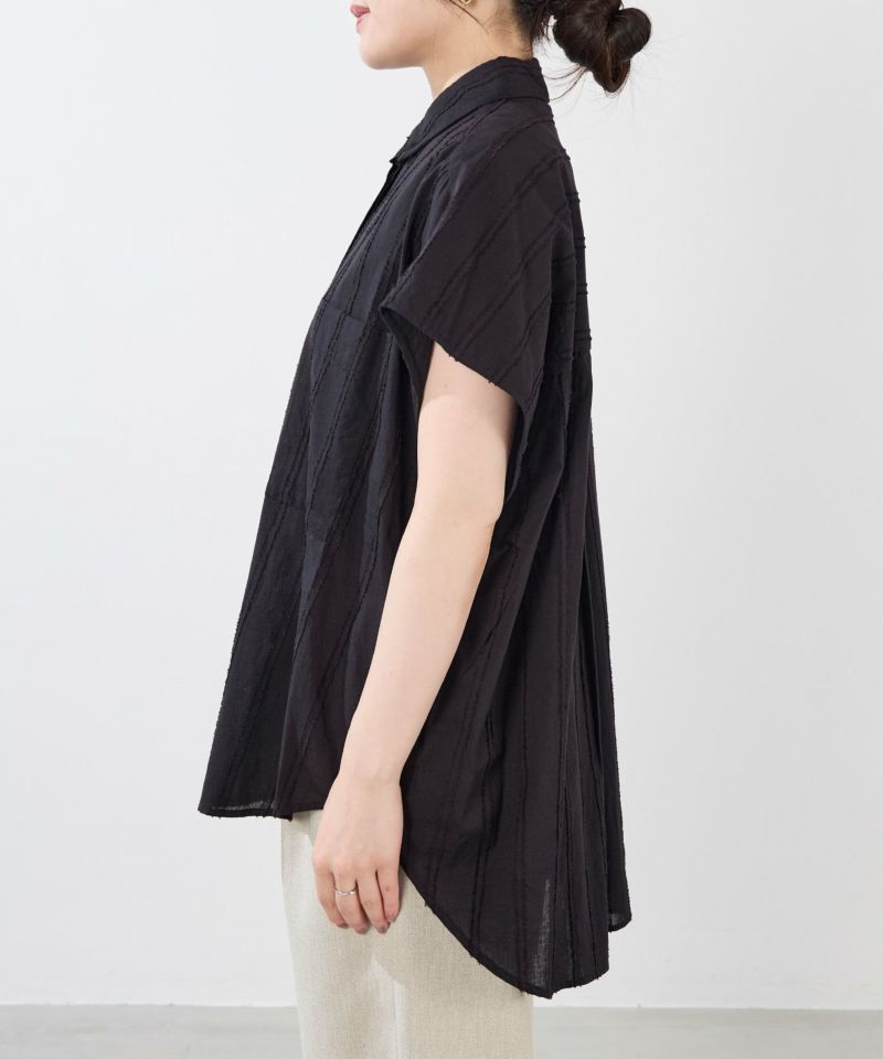 40%off]【normment】ストライプジャガードブラウス-STRIPE JQD