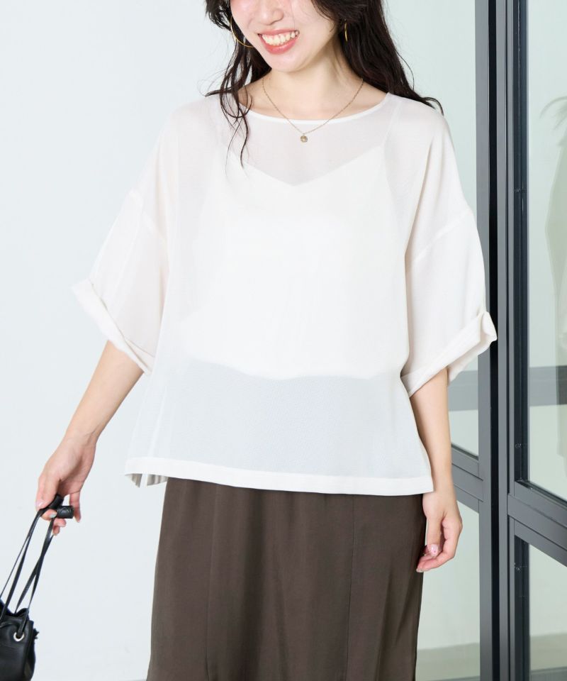 mie smile　ただいまSALE中 50%off]シアーTブラウス/0125201156 | MICA&DEAL ONLINE STORE