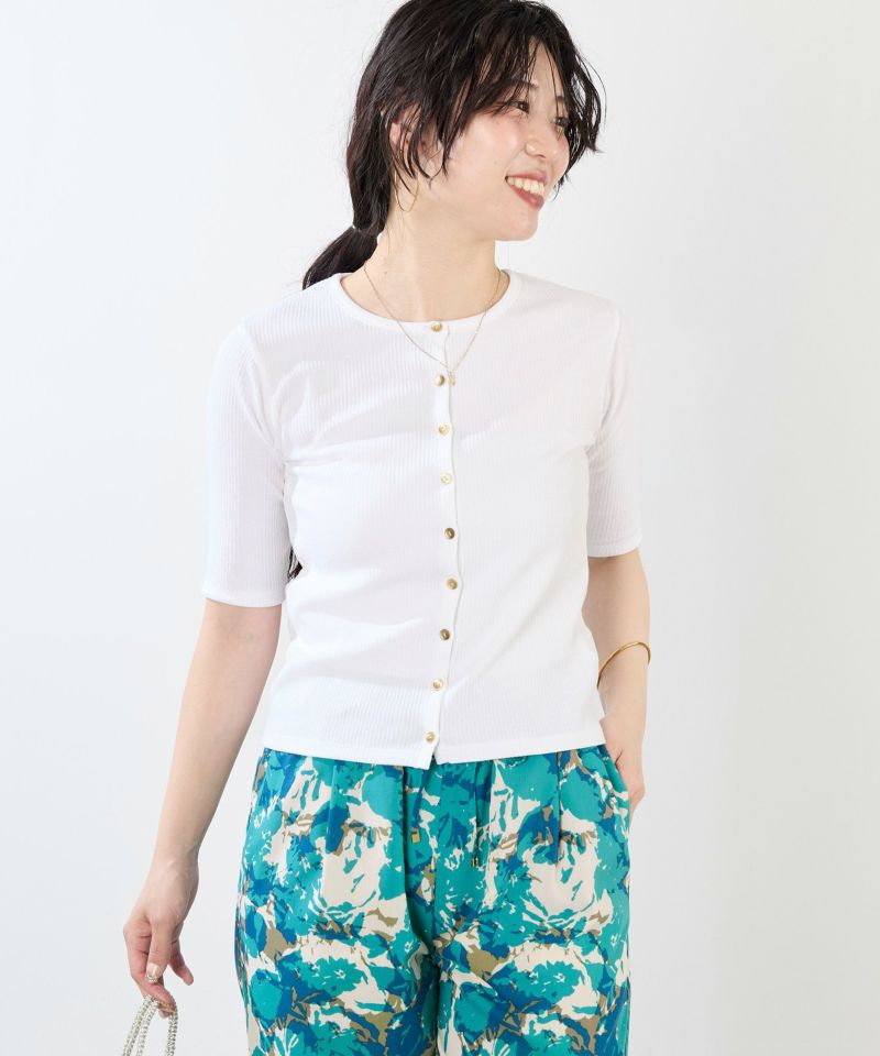 tシャツ ゴールドボタンテレコカーディガン レディース 30%off]ゴールドボタンテレコカーディガン/0125209183