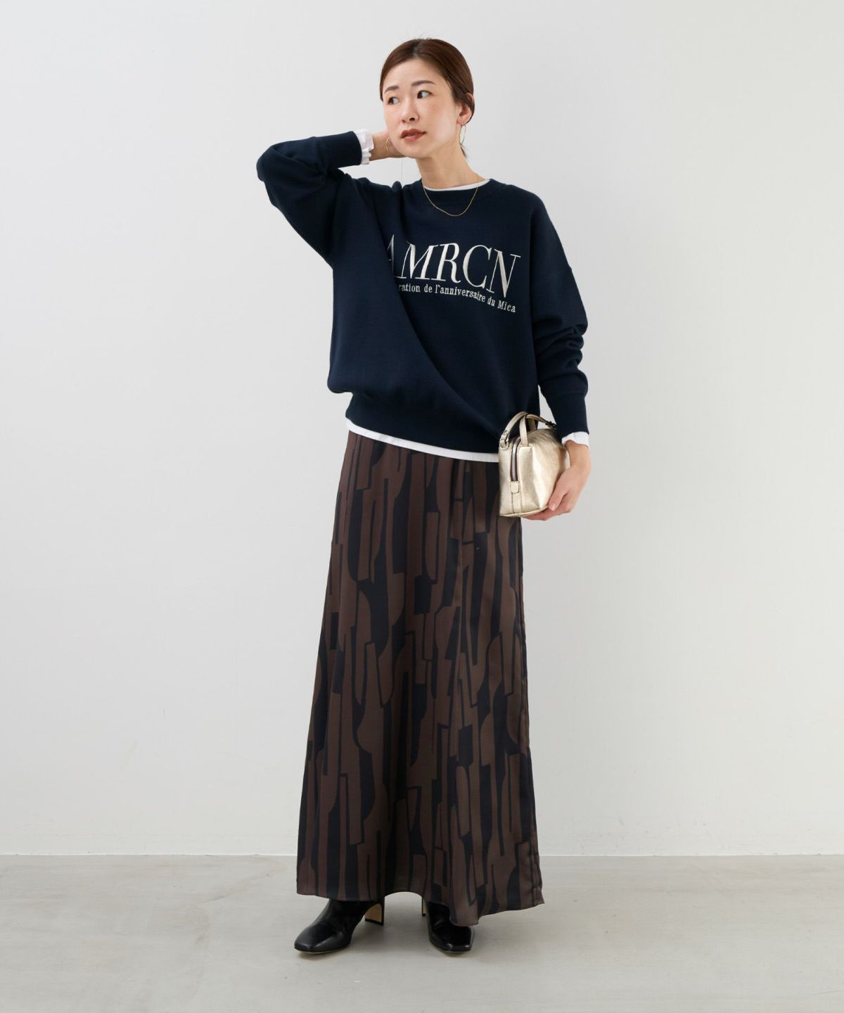 サテンプリントロングスカート/0125302222 | MICA&DEAL ONLINE STORE