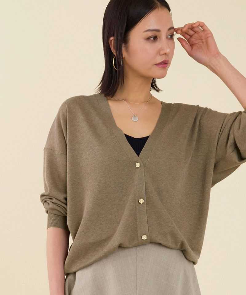 mercibeaucoup, ドルマンスリーブ　アウター カーキ 予約】【marmors】lame v-neck cardigan/0225308114 | MICA&DEAL