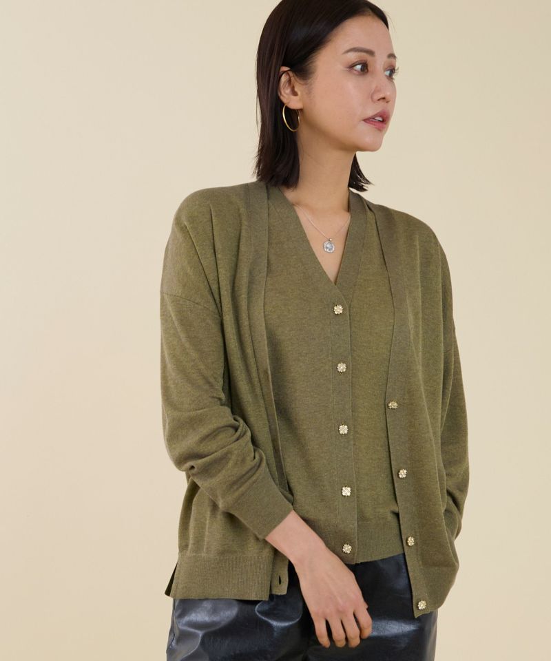mercibeaucoup, ドルマンスリーブ　アウター カーキ 予約】【marmors】lame v-neck cardigan/0225308114 | MICA&DEAL