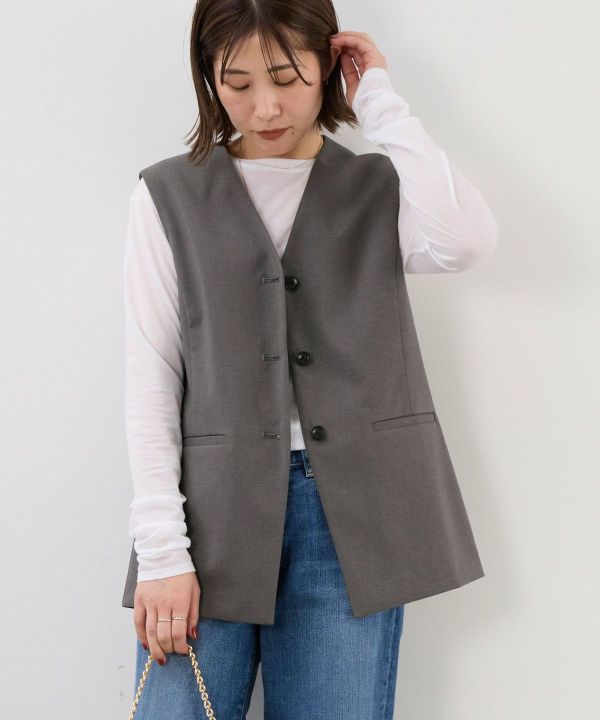 ZUCCA オリーブグリーン ノーカラーベスト 楽天市場】クレセントダウンワークス CRESCENT DOWN WORKS