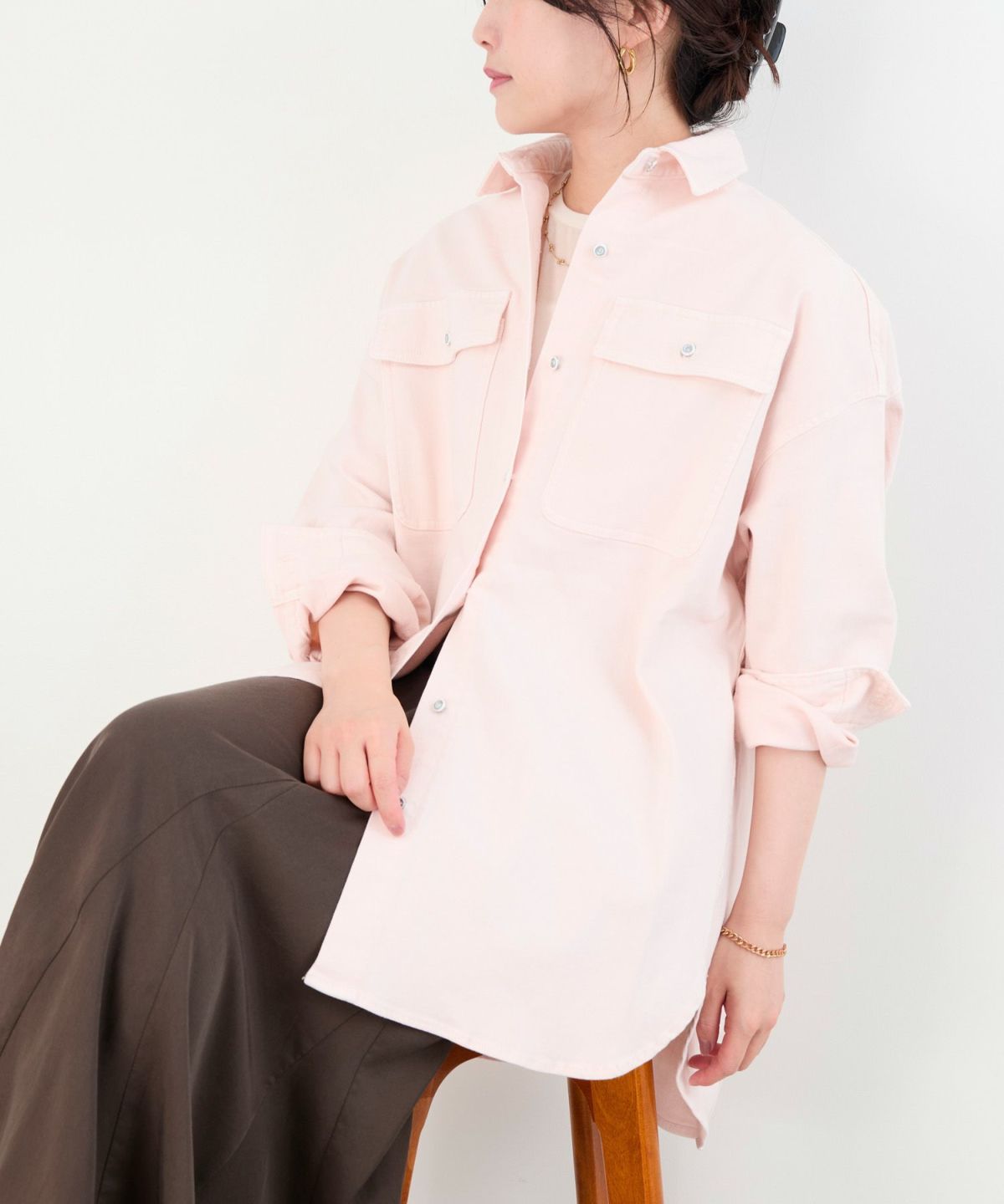 Healthy DENIM】デニムビッグシャツ-Almond/0325301009