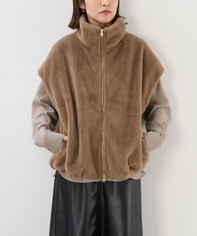 スタンドカラーファーダブルジップベスト/0125306265 | MICA&DEAL