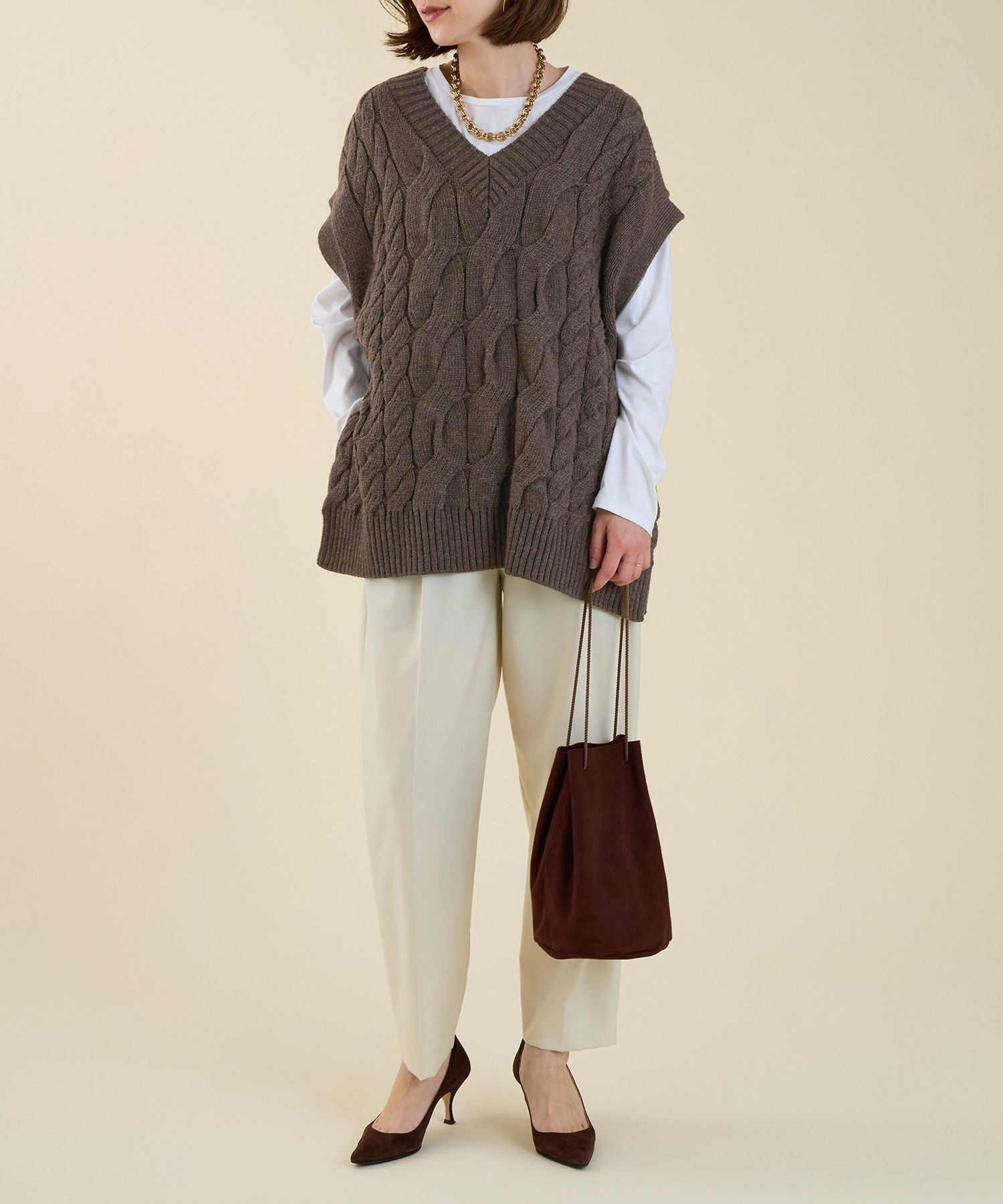 50%off]【marmors】cable knit vest/0225308117 | MICA&DEAL ONLINE STORE