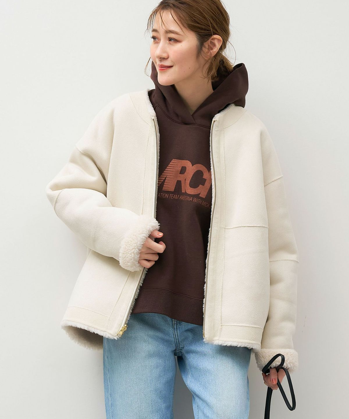 リバーシブルノーカラーボアコート/0125307267 | MICA&DEAL ONLINE STORE