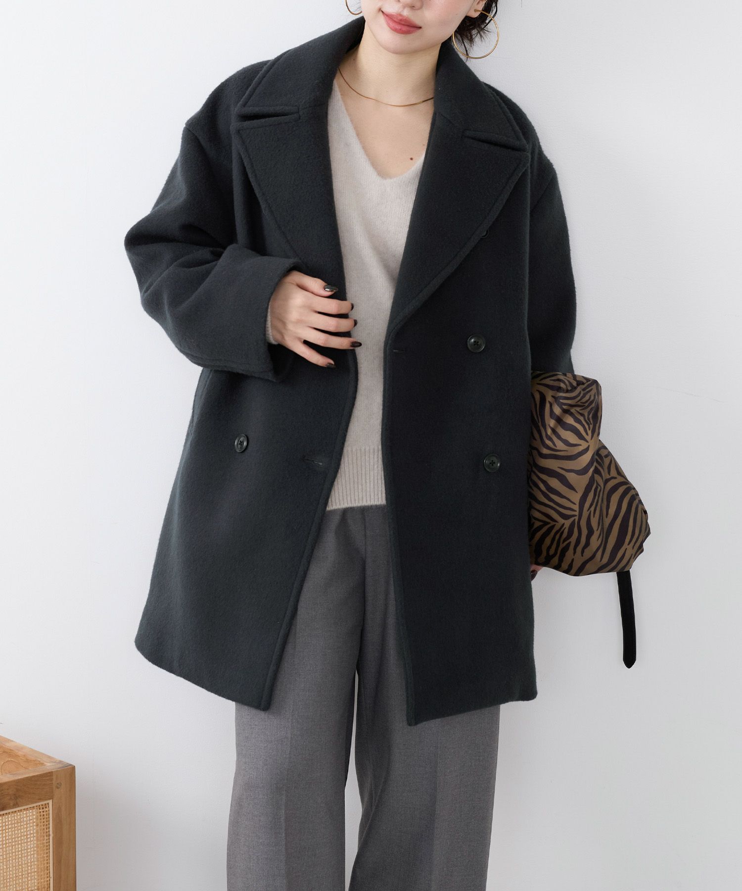 MARBLES ピーコート ウールコート ウールミックスワイドシルエットピーコート RASW ピーコート[品番