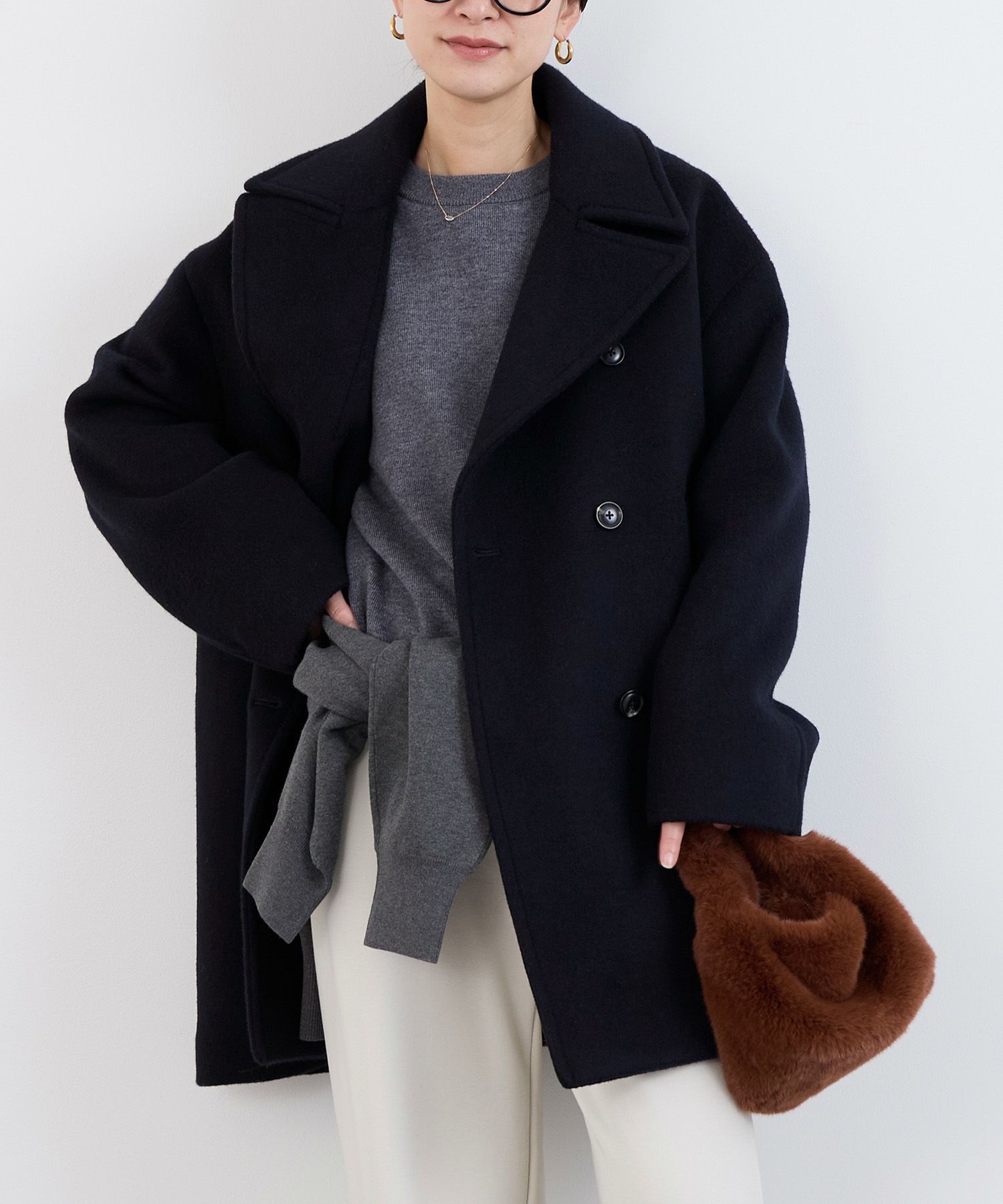 MICA&DEAL ピーコート　ダブルブレストコート　ネイビー 30%off]ウールピーコート/0125407312 | MICA&DEAL ONLINE STORE