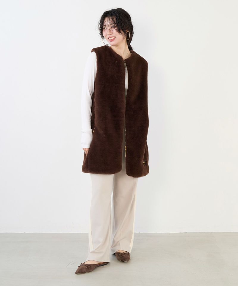 TATRAS】エコファーノーカラーロングベスト-POLLINA/0325306003