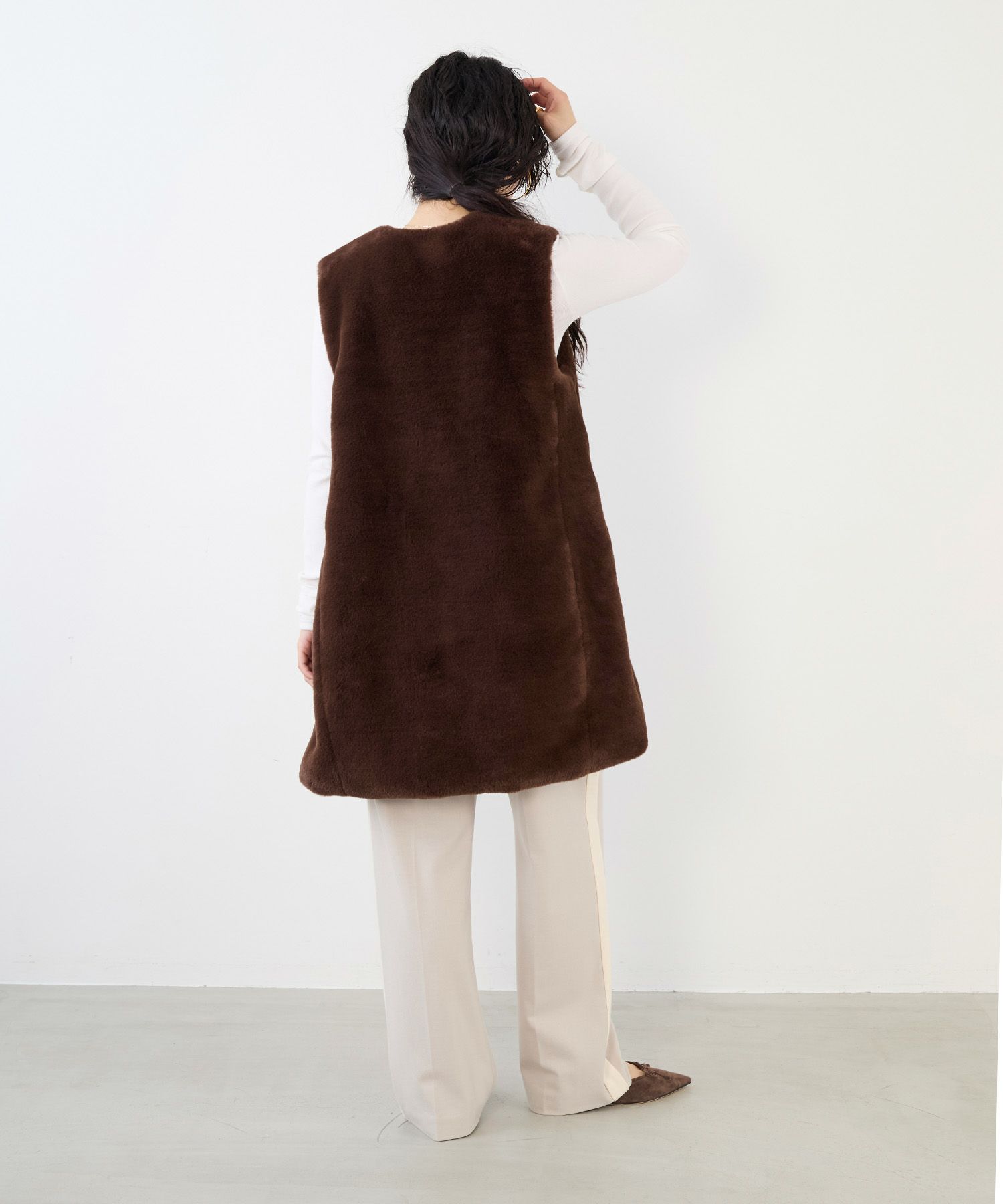 TATRAS】エコファーノーカラーロングベスト-POLLINA/0325306003