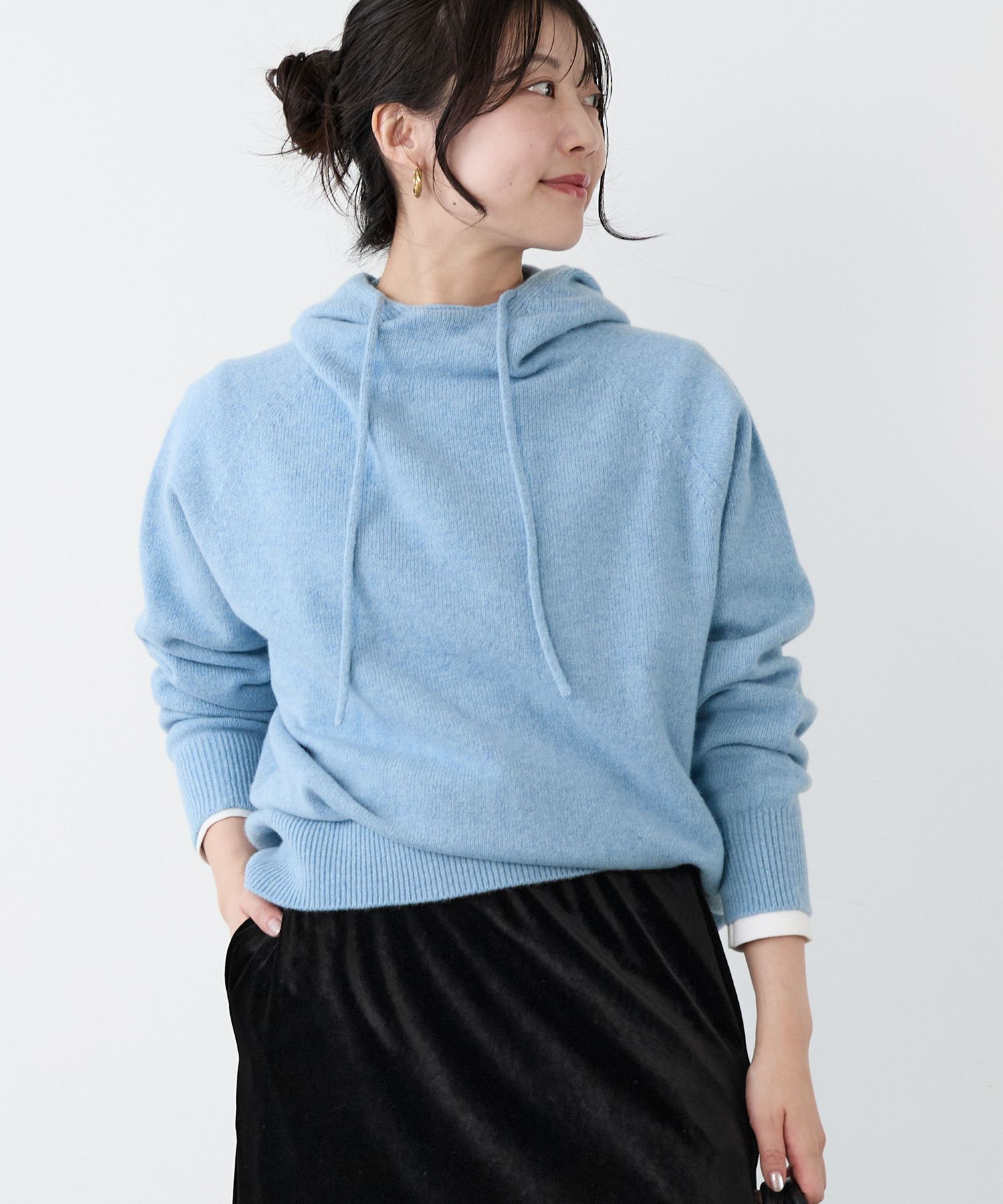アドミラル　レクサス　蓄熱ニットパーカー　Lサイズ 水色 20%off]ホールガーメントニットパーカー/0125408395 | MICA&DEAL