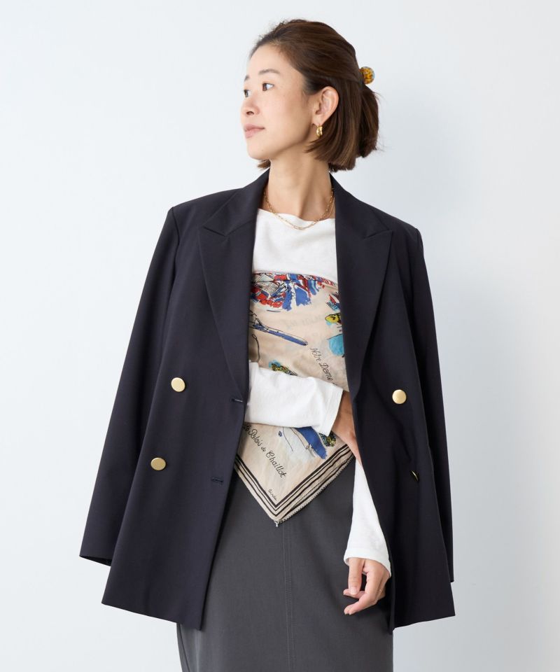 新品タグ付　MICA＆DEAL テーラードジャケット　ダブル　リネン混　紺ブレ MICA&DEAL（マイカアンドディール） ジャケット テーラードジャケット