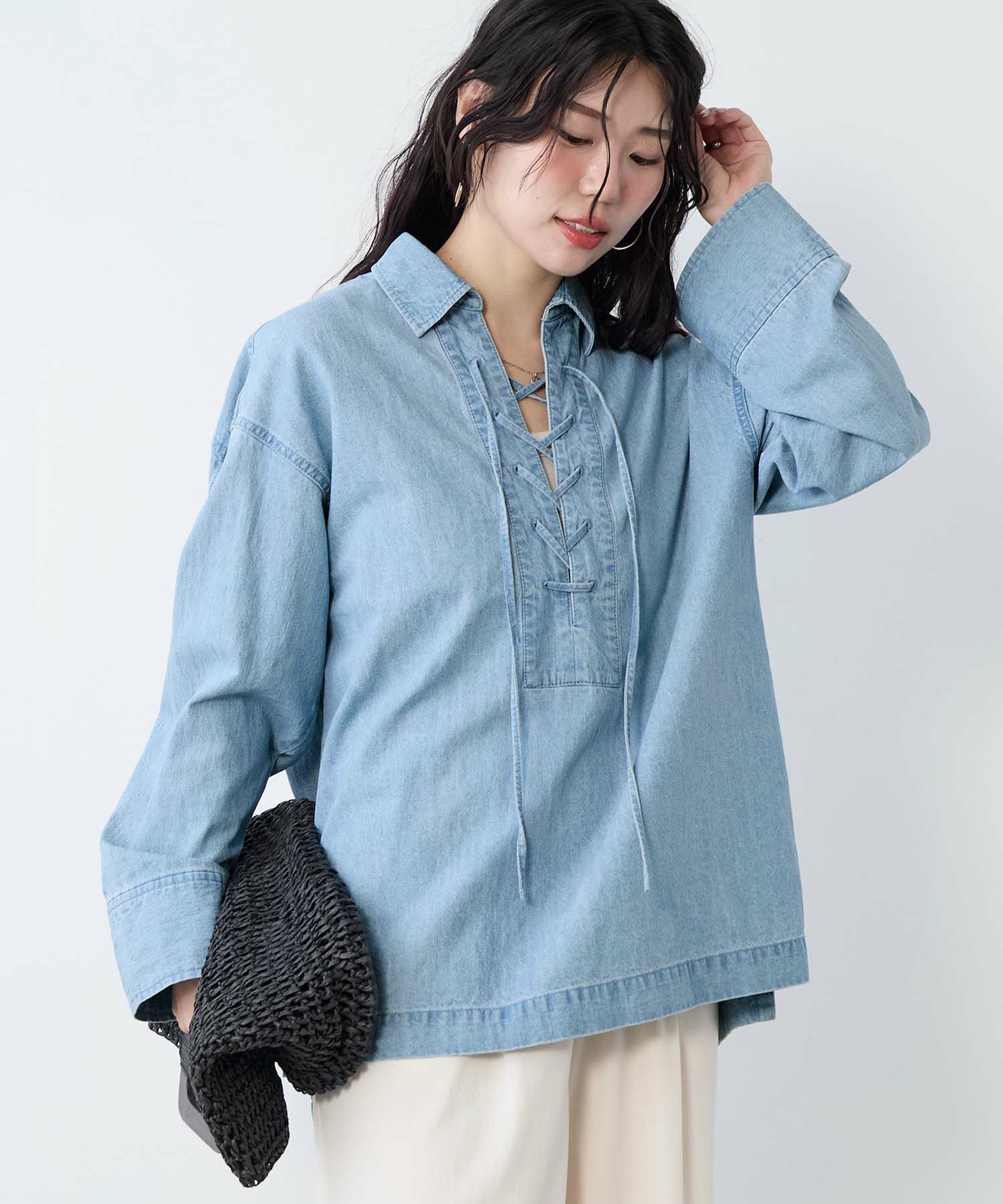 レースアップデニムブラウス | MICA&DEAL ONLINE STORE