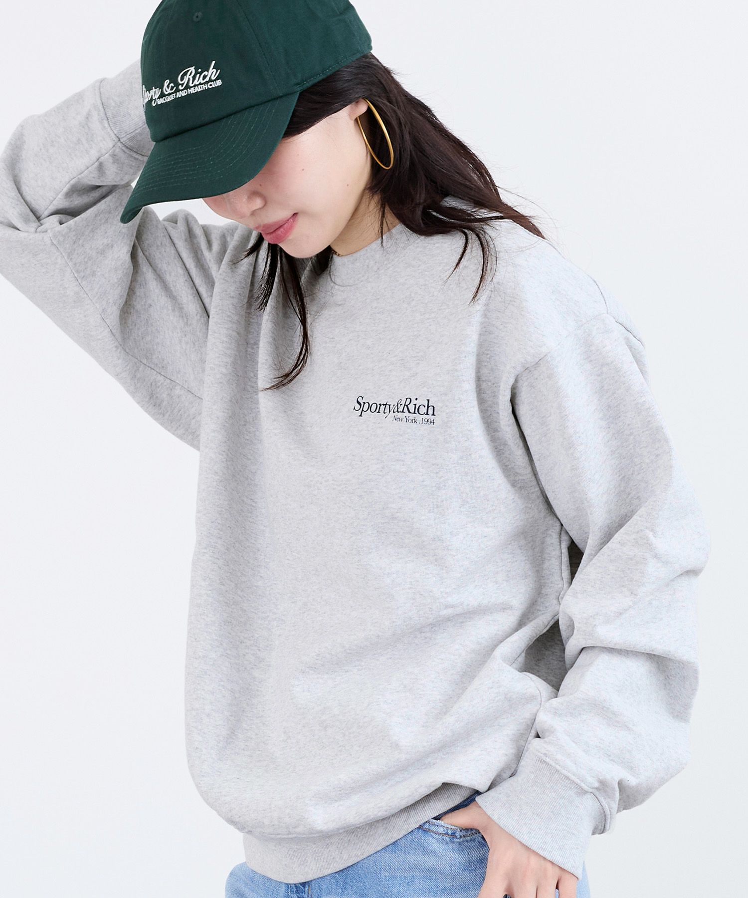 SPORTY & RICH】裏起毛ロゴスウェット-Run Club C/N | MICA&DEAL