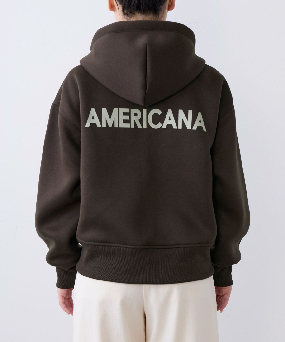 AMERICANA】別注-バックロゴクロップドジップアップパーカー