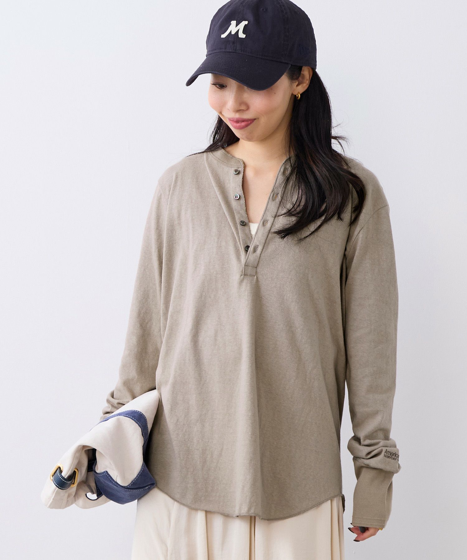 AMERICANA】別注-前後2WAYヘンリーネックロングT-shirt | MICA&DEAL